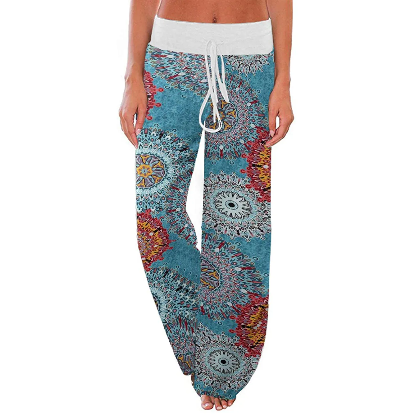 Women's Comfy Stretch Drawstring Palazzo Wide Leg Lounge Pant