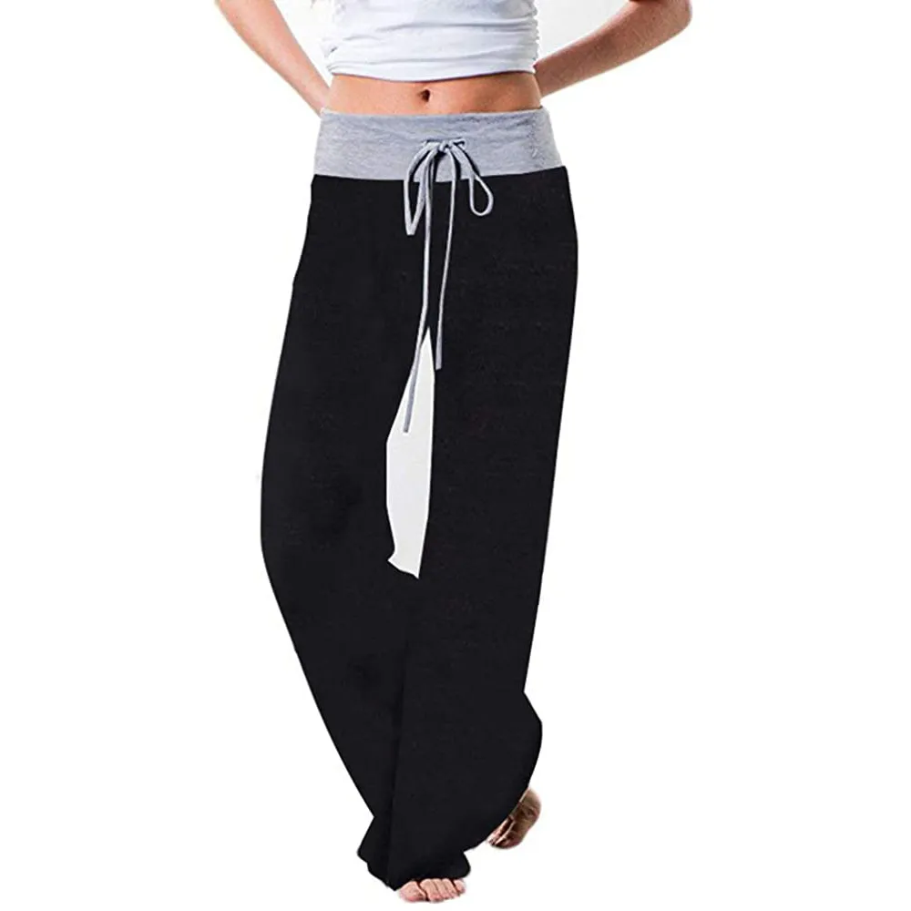 Women's Comfy Stretch Drawstring Palazzo Wide Leg Lounge Pant