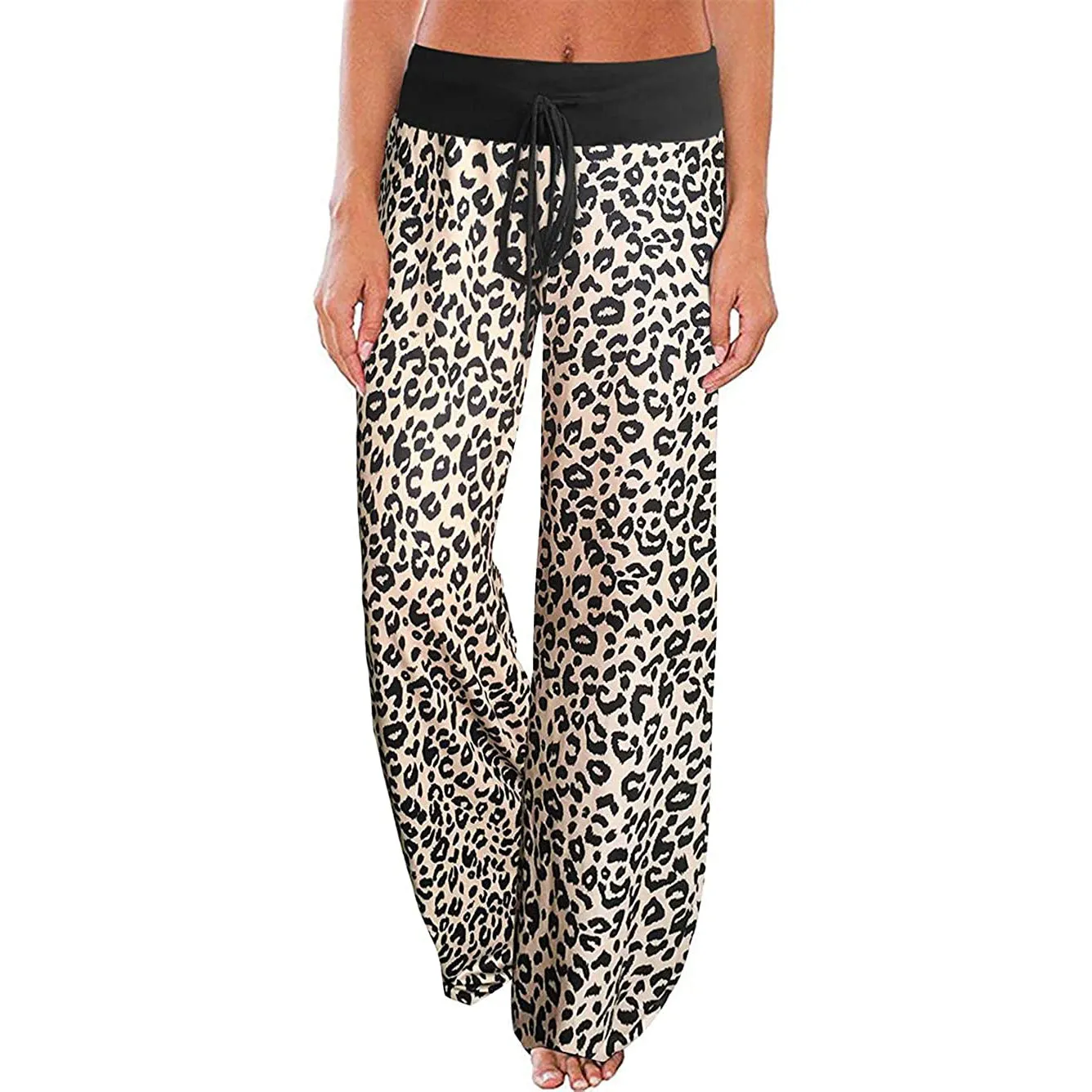 Women's Comfy Stretch Drawstring Palazzo Wide Leg Lounge Pant