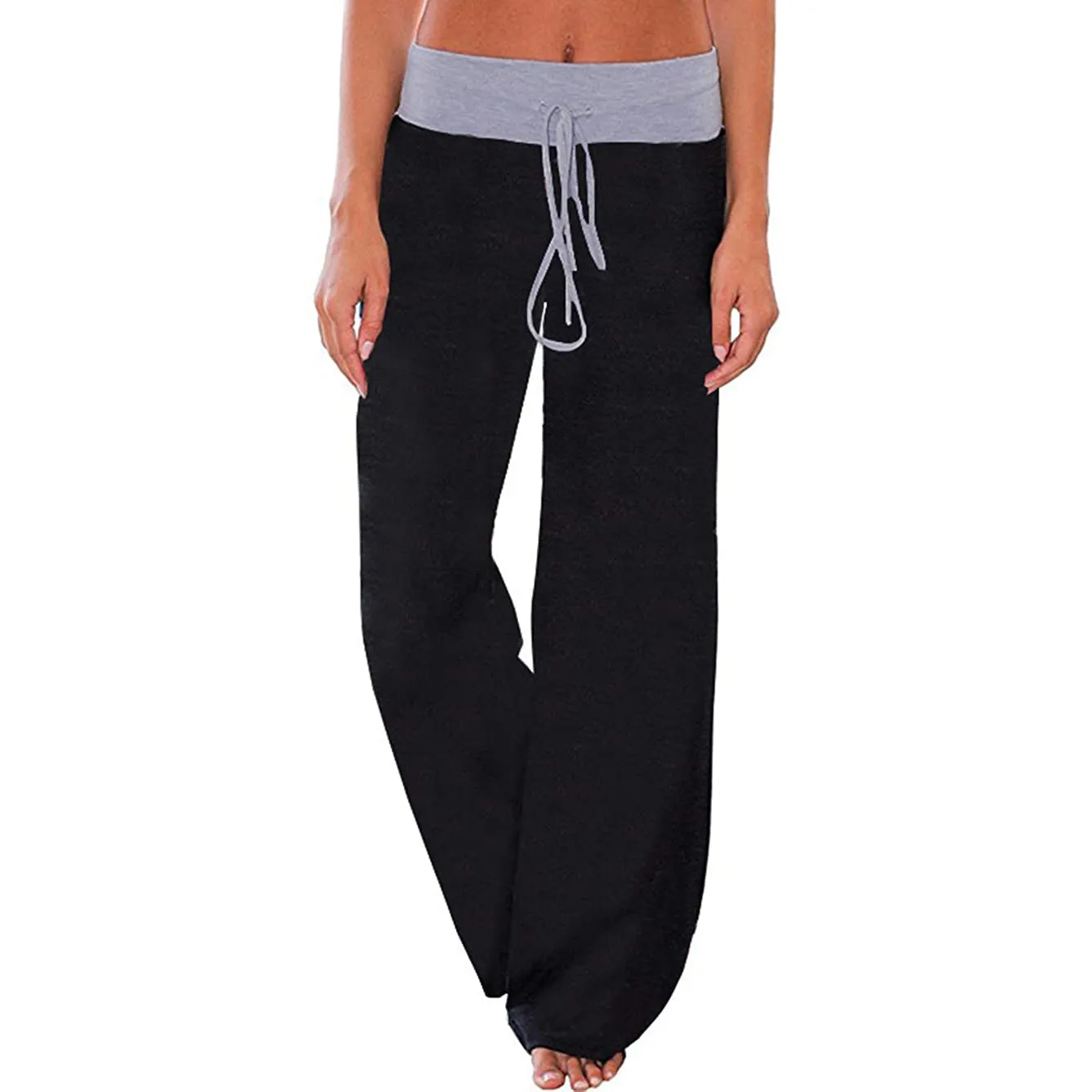 Women's Comfy Stretch Drawstring Palazzo Wide Leg Lounge Pant