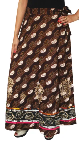 Womens Cotton Indian Wrap Skirt Maxi Long India Clothes (Brown)