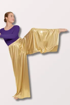 Women's Metallic Palazzo Pants - Gold