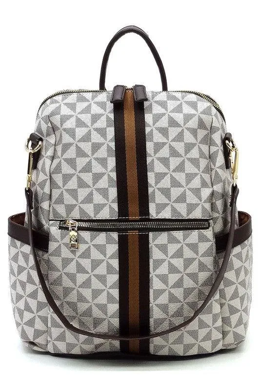 Womens Monogram Striped Convertible Backpack