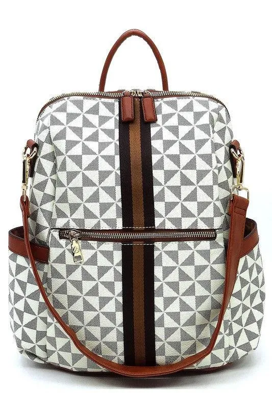 Womens Monogram Striped Convertible Backpack