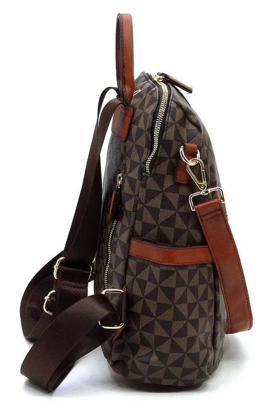 Womens Monogram Striped Convertible Backpack