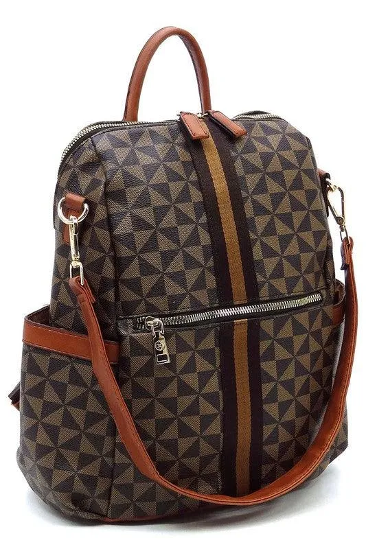 Womens Monogram Striped Convertible Backpack