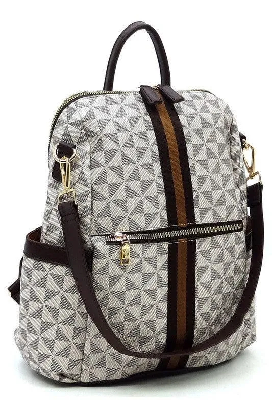 Womens Monogram Striped Convertible Backpack