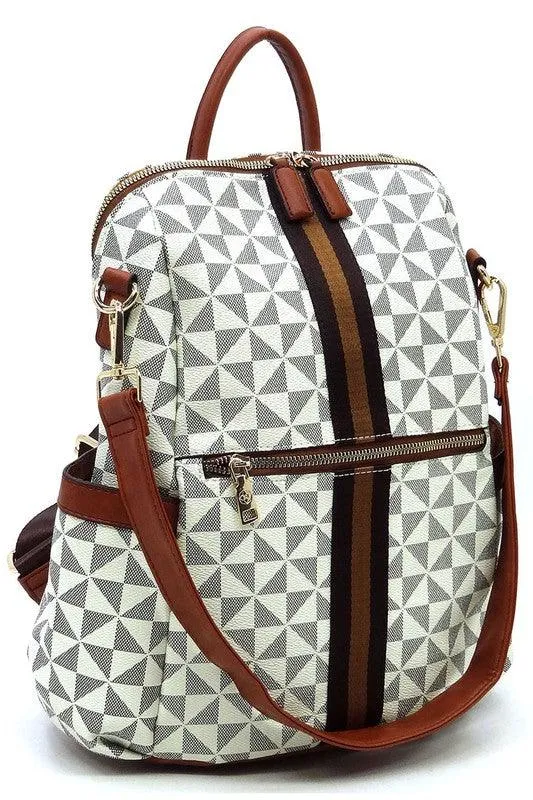 Womens Monogram Striped Convertible Backpack