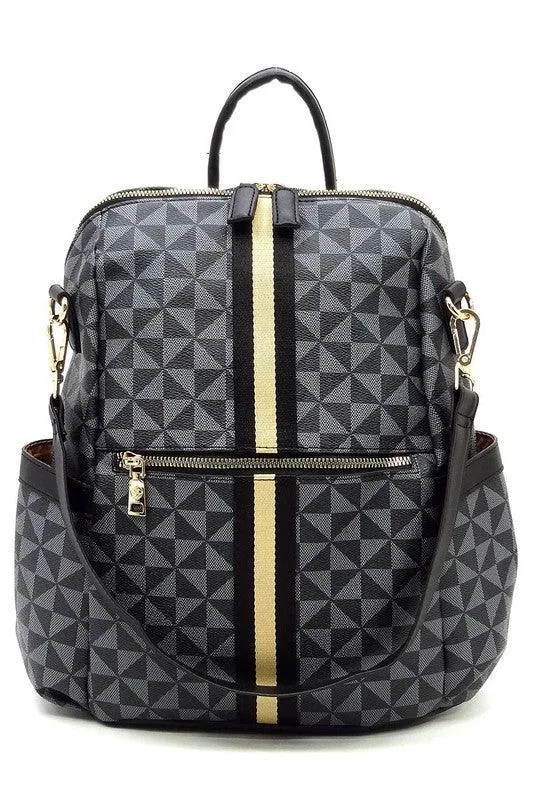 Womens Monogram Striped Convertible Backpack