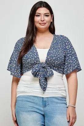 Women's Plus Size Ditsy Floral Print Cropped Bolero Cardigan